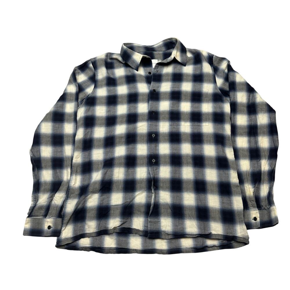 Sandro Paris Flannel Shirt Button Up Men's XL Slim Cotton Check Casual